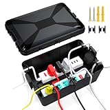 TOTUFY Large Outdoor Electrical Box Waterproof (12.9 x 8.3 x 5.2 inch), IP54 Weatherproof Extension Cord Cover with 7 Cable Seal Entry, Protect Power Strip, Timer Outlet Plug, Holiday Light, Black