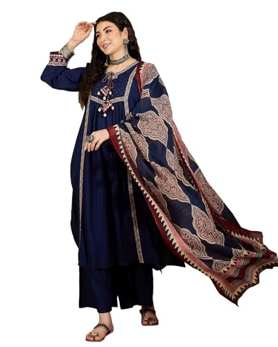 Image of Stylum Women's Solid Cotton Kurta Pant Dupatta Set