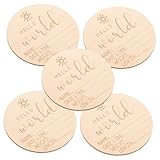 Gatuida 5stücke Geburtsanzeigeschild aus Holz Runde Schilder für Junge Mädchen Namensschild für Neugeborene Personalisierbar für Geburtsklinik Fotorequisite für Babyfotos