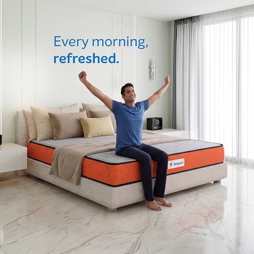 Image of Sleepwell Dual Pro Mattress | Double Size 84x47x8 Inch | Reversible Soft & Firm Dual Comfort - Flip Anytime | Orthopedic Support | Cool Yarn Fabric | Neem Fresche Anti-Microbial | 10 Yr Warranty