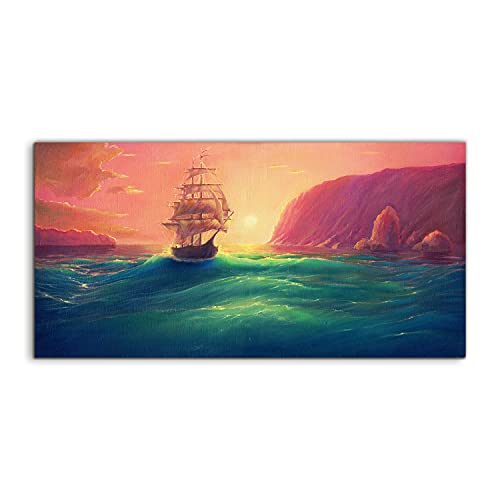 Art mural de salon avec le tableau sur verre Coloray 140x70 cm vagues
