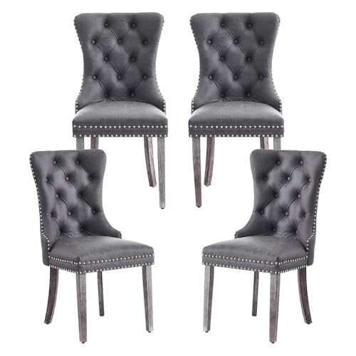 Kiztir Leather Wingback Dining Chair