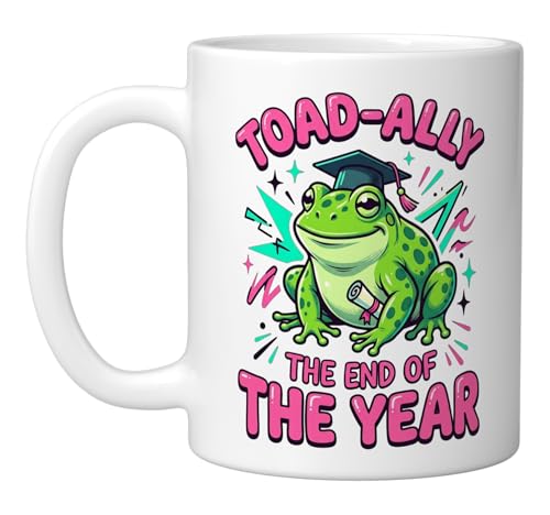 funny Toad Ally Frog Teacher squad school last day classroom Ceramic Mug, White