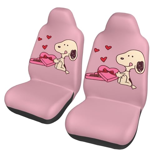 スヌーピー アニメ カーシートカバー フロント 前席用 軽/普通車 Suv 背面フルカバー 取付簡単 防汚 丸洗い かわいい 車用シートカバー 2枚セット 人気 漫画 おしゃれ プレゼント