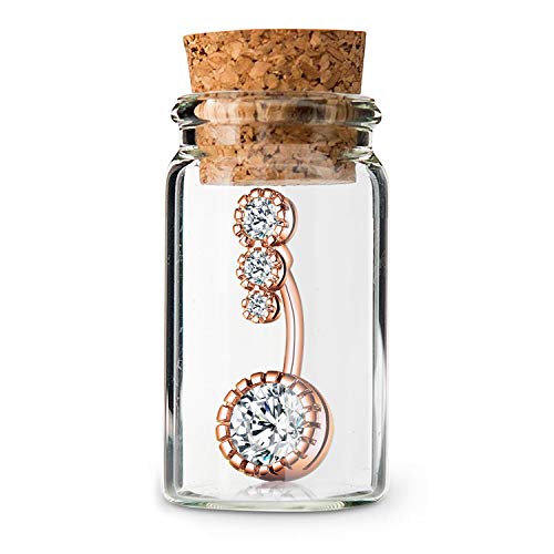 BodyJ4You Belly Button Ring Clear CZ Surgical Steel 14G Navel Banana Bar Gift Box Women Girl Body Piercing