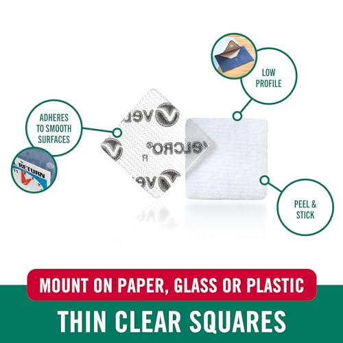 Velcro Brand VEL-40064-USA Thin Clear Dots With Adhesive, Square | 150Pk, Mounting Squares | Double Sided Tape thumb #1