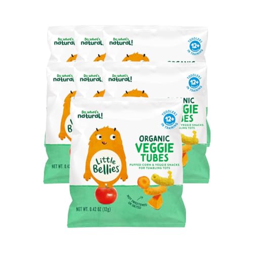 Image of Little Bellies Organic Veggie Tubes Toddler Snack (Pack of 7 x 0.42 oz Individual Packs)
