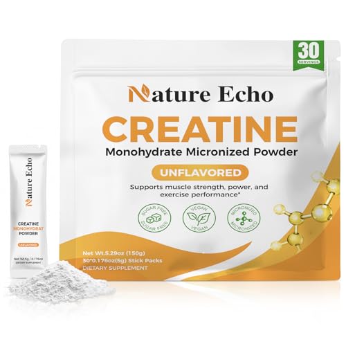 Image of Creatine Monohydrate Micronized Powder 30 Single-Serve Packs 5g | Clean, Unflavored 5000mg Creatine Travel Packs for Men & Women to Muscle Growth, Vegan, Gluten-free, no Sugar