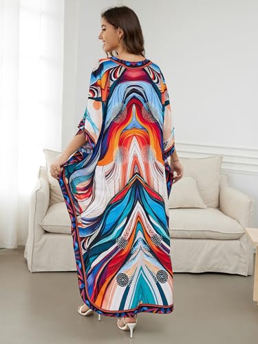 Image of NFVNKJ Women's Plus Size Beach Lounge Kaftan Maxi Dress Swimsuit Coverup for Women