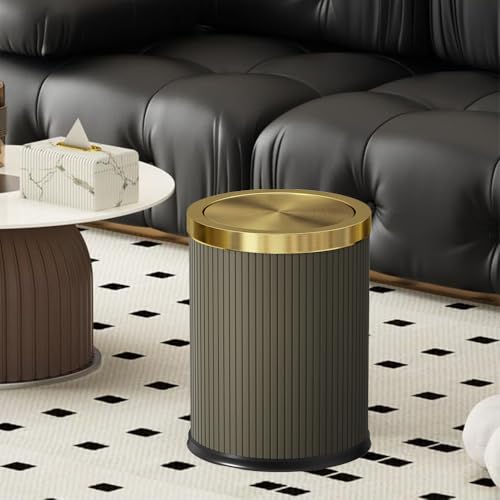 Image of 15L /4GAL Gold BedroomTrash can,Gold Bathroom Garbage can with lid，Small Trash Can with Flipping Lid, 4gallon,Garbage cans for Bedroom,Kitchen，Office,Hotel(15L-Gary)