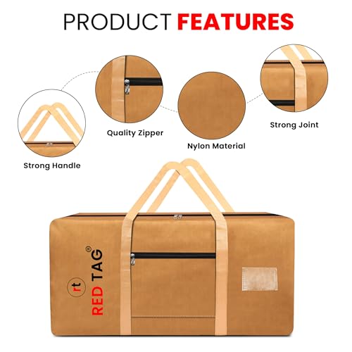 Image of Storite 2 Pack Extra Large Moisture Proof 236 L Heavy Duty 1680 Denier Nylon Multi-Purpose Toys Storage Bag /Stationery Paper /Blankets /Clothes Storage Bag (Brown, 113x39x56 cm)