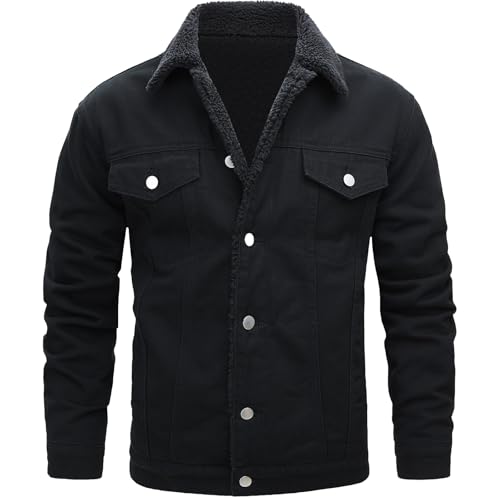 Image of Men's Denim Jacket Vintage-Inspired Jean Jacket with Multiple Pockets - Cotton Blend, Machine Washable