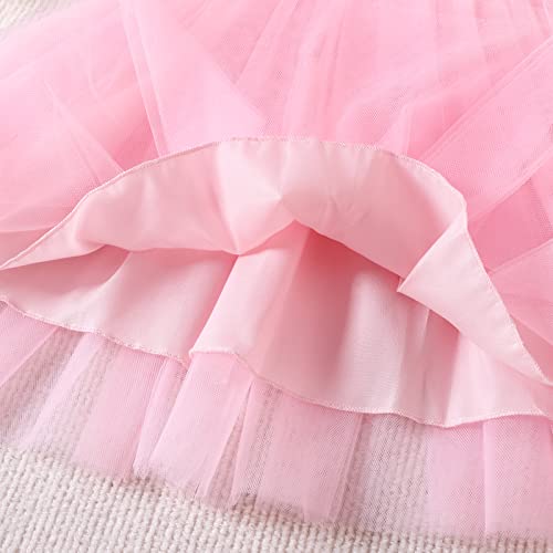 Tutu Dress For Girl Toddler Baby Tulle Dresses 3T 4T Party Formal Flower Special Occasion First Birthday Pink Sleeveless Sundress #TOP2