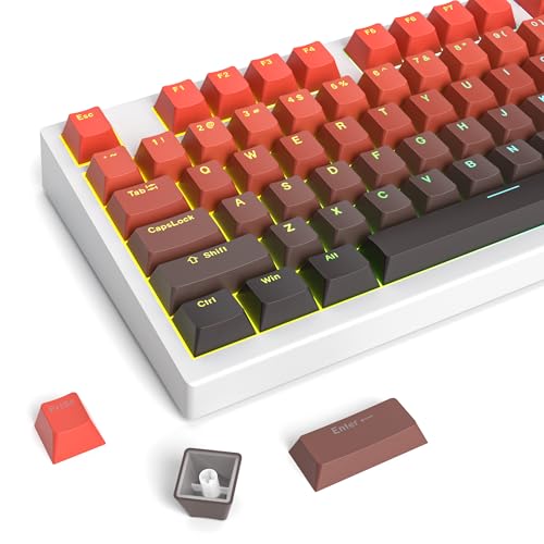 Image of PBT Gradient Red Keycaps, Shine Through Cherry Profile Keycaps, Double Shot Custom Minimalist Style for MX Switched Mechanical Keyboard
