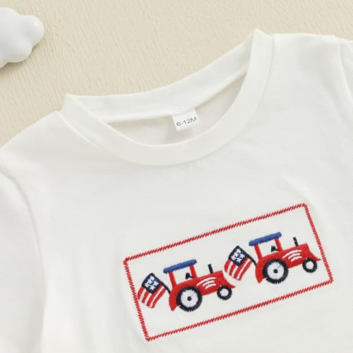 Image of Kayotuas Fourth Of July Toddler Boy Outfit Baby American Flag Clothes Patriotic Shirt Striped Gingham Shorts 2Pcs Summer Sets