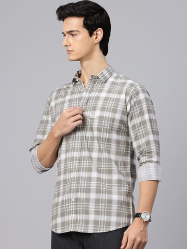 Image of Majestic Man Men Comfort Slim Fit Opaque Checked Cotton Casual Shirt