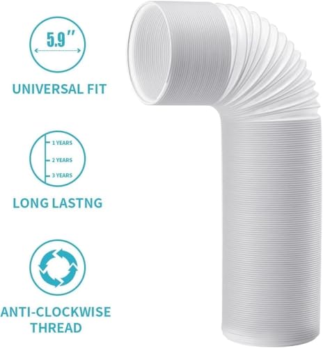 Abluftschlauch mit Adapte,150mm x2m Abluftschlauch und Zubehör Set,Flexrohr Luftschlauch,Lüftungsschlauch,Verwendet für Klimaanlage Wäschetrockner Abzugshaube Dunstabzugshaube