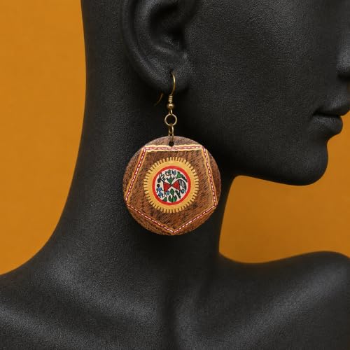 Image of Handcrafted Artistic & Tribal Earrings Collection for Women - Bohemian, Floral, Wooden & Ethnic Statement and Stud Designs