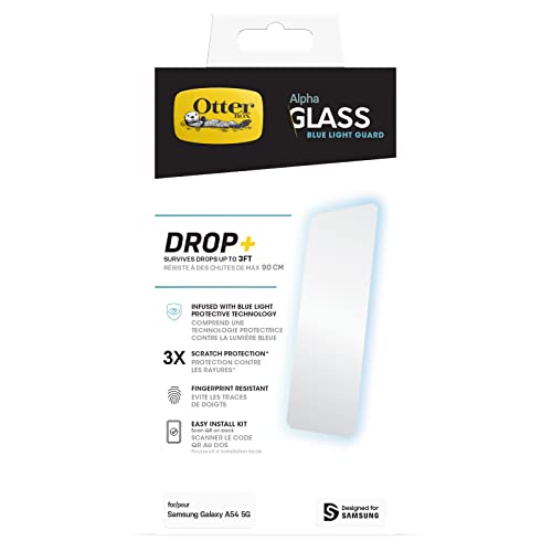 Protection écran OtterBox Galaxy A54 5G antimicrobienne et anti-lumière bleue en verre trempé
