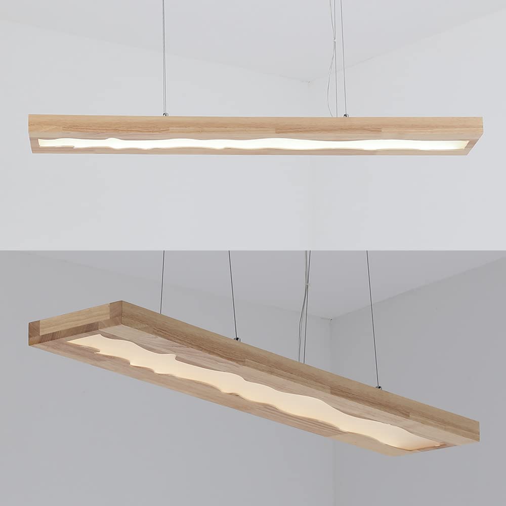 Holz Hängelampe LED Dimmbar Pendelleuchte Esstisch Pendellampe Höhenverstellbar Moderner Deckenleuchte Harz Hängeleuchte Küche Büro Cafe Esszimmer Kronleuchter Wohnzimmer Dekorative Lichter