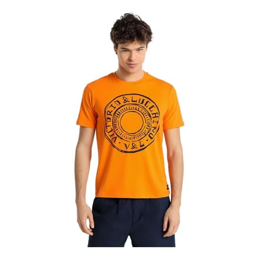 V&LUCCHINO - Camiseta de Manga Corta con Dibujo Logo al carboncillo