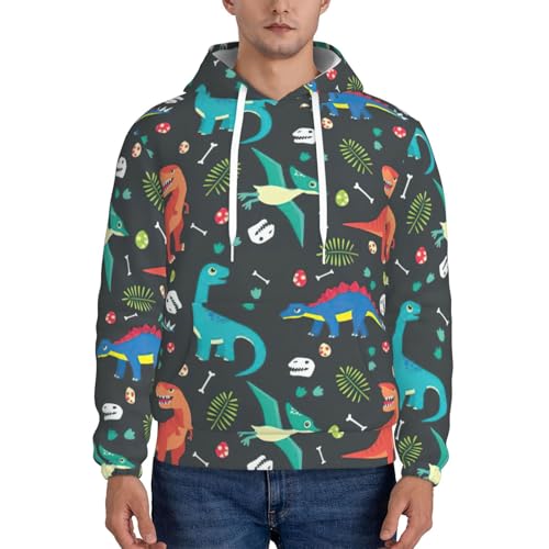 Sweat à capuche homme dinosaure pull polyester avec poche EdWal - 2