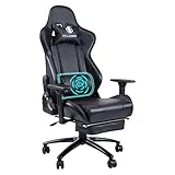 ★ 【MULTIFUNKTION】- Die innovative integrierte elektrische USB Massage Funktion sorgt dafür, dass das Lendenkissen die Ermüdung effektiv lindert; einstellbare Höhe, Rückenwinkel und Neigungsverriegelung ermöglichen dem Rücken in einer beliebigen Neigungsposition bis zu 155 ° einzurasten; einziehbare gepolsterte Fußstütze; verstellbare Armlehnen; 360-Grad-Schwenkbar