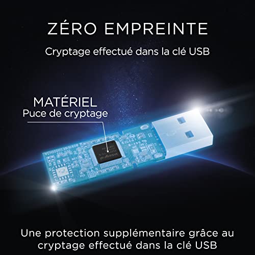 Clé 8 Go USB 3.0 Courier Integral cryptage matériel AES-256 bleu