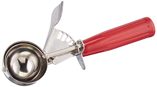Winco No.24 Ice Cream Disher with Plastic Handle, Size 24, 1 3/4 oz capacity, Red, Stainess Steel