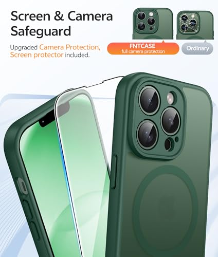 Image of FNTCASE for iPhone 13 Pro Case: [Compatible with Magsafe] Translucent Matte Cases with [Full Camera Protection] [Screen Protector] Military Grade Shockproof Protective Phone Cover - Green