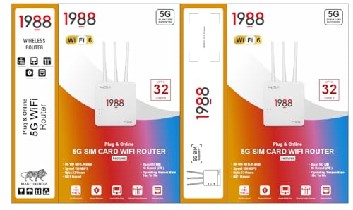 Image of 1988 5G SIM Card WiFi Router 4G LTE WiFi 6 CPE Router Supports up to 32 Users 150Mbps Speed 80-100m Range Triple Antenna Plug & Play Model:1 (2 Years Warranty)