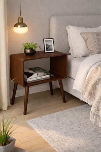 Image of Brown Art SHOPPEE Bookcase Nightstand, End Table,Bed Side Table for Small Spaces Magazine Stand with Storage Engineered Wood Wooden Bedside Table, Coffee Table, Living Room /Bedroom (Full Brown)