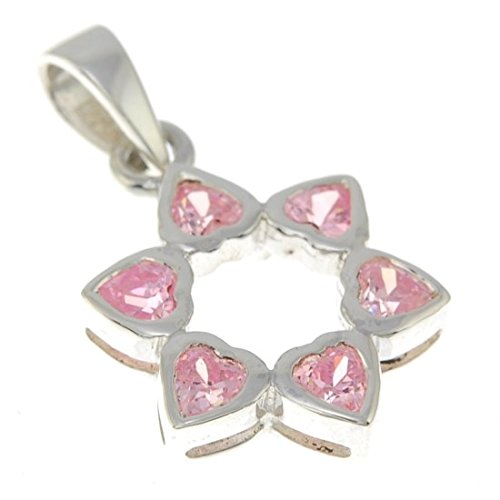 Étoile de David pendentif en argent sterling 925 avec fins cristaux roses pour femme