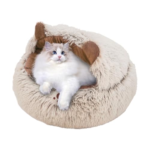 猫用 隠れ家ベッド - 半密閉型ペット用ケーブベッド 猫ハウス,暖かい 滑り止め ネスト 冬用 ペット用品 子猫 小型犬 屋内 バルコニー リビング アパート 寝室 自宅 寮 - 屋内室外ベランダ寮部屋リビングマンション向け