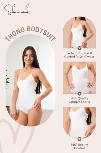 Image of SHAPEMOUR Thong Bodysuit for Women, Slimming Design Shapewear for Women, Tummy Control Body Shaper with Silicone Grip, No Steel Bones for All Day Comfort, Seamless Sculpting Bodyshaper