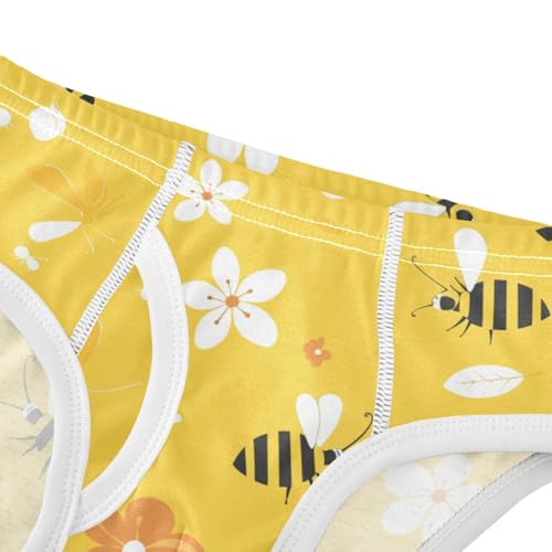 Bees on Yellow Toddler Boys Pure Cotton Kids Underwear Breathable Undies4