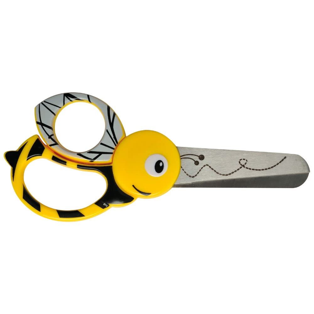 Plush Addict Childrens - Kids Scissors - Bee Shaped 13cmm - with Rounded tip and Safety Cutting Edges