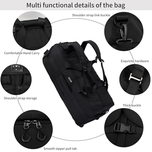 80L Travel Rolling Duffel Bag with wheels, Military Tactical Wheeled Foldable for Deployment Travel Camping Sports by NiceUU - Image 2
