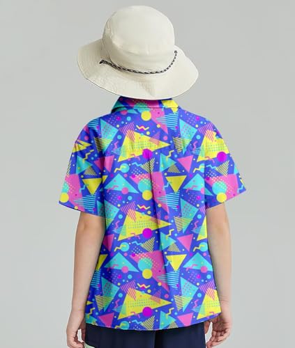 Image of uideazone 2-10 Years Boys Button Down Shirts 3D Graphic Hawaiian Aloha Short Sleeve Dress Shirt Tops