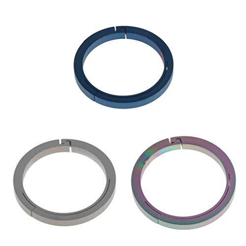 F Fityle 3pcs Anel De Titânio Fivela Chaveiro Mosquetão Rodada Snap - 32mm