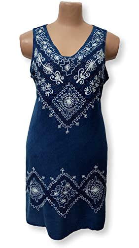 Vestido Curto Feminino Indiano Regata Estonado Bordado 2495