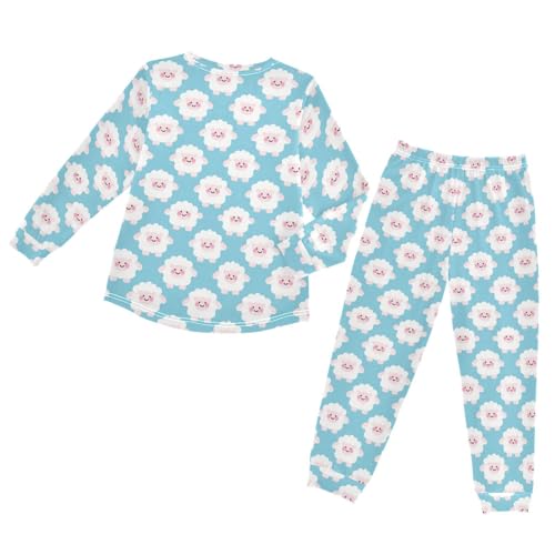 Little Sheep Cartoon Soft Pajama Set for All Seasons,Breathable Pjs Long Sleeve Sleepwear,Comfy Loungewear 2 Piece Underwear Set 6T2