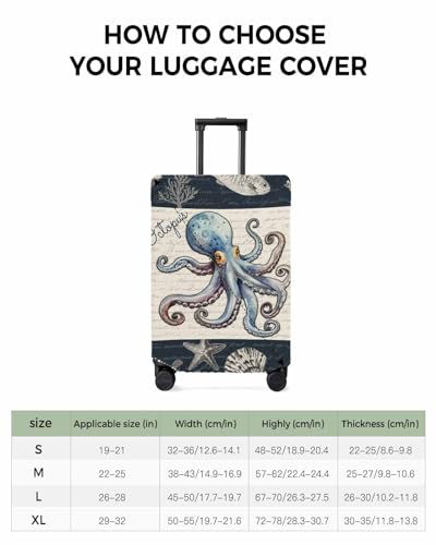 Travel Luggage Cover X-Large Suitcase Cover Fit for 29-32 Inch Luggage Luggage Protector Suitcase Cover Scratchproof Ocean Octopus Starfish Shells Black Luggage Cover Protector for Suitcase3