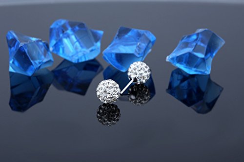 Crystal Line Azuria 925 Sterling Silver Earrings White Crystals Round Disco Ball Stud Earrings 8 Mm For Women #TOP2