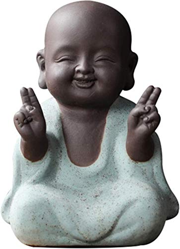 Buddha Statue Ceramic Arts and Crafts - Buddha Statue Little - Buddha Statue Baby - Buddha Statue Monk Figurine - Home Decor Car Decor - Laughing Buddha Statue