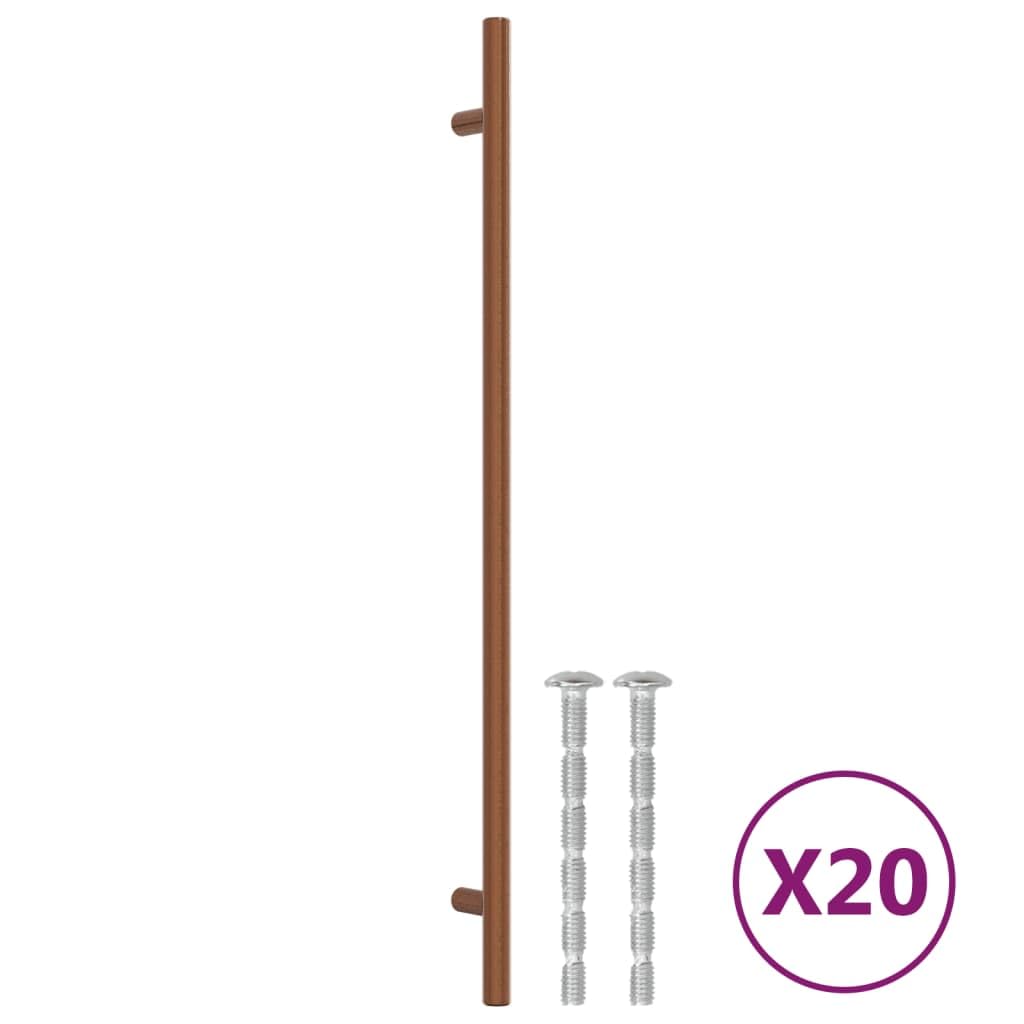 Tiradores para muebles (20 unidades, 320 mm, acero inoxidable bronce cepillado, con tornillos en forma de T, para armarios y cajones)