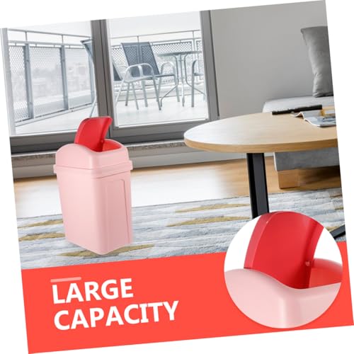 Caneca de basura plástica con tapa basculante rosa miniatura 2