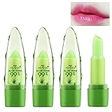 HAOYA 3 Pcs Aloe Vera Color Changing Lipstick,Long Lasting Lip Care Nutritious Plumper Lip Balm Moisturizer Magic Temperature Color Change Lip Gloss Matte Makeup (SET03)