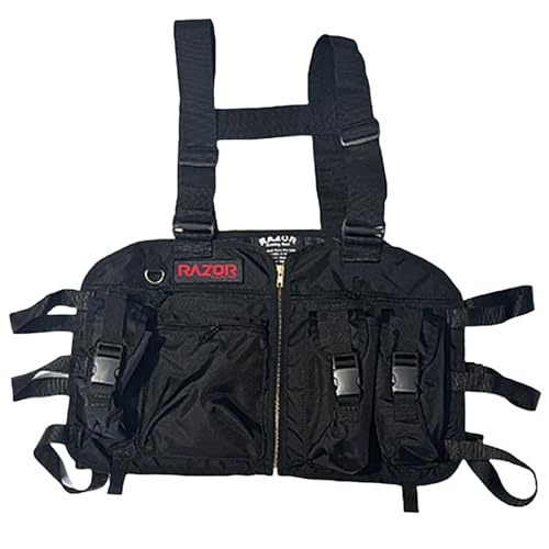 Conkey's Original Razor Strap Vest in Black 840 Denier Nylon- Garmin Alpha Pocket - Thermal Monocular Pocket - Water Bottle Holder - Zipper Pocket