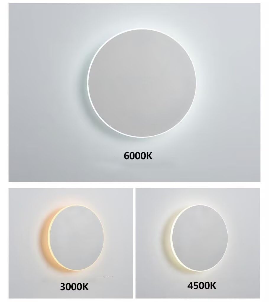 Wandlampe Rund mit Touch/Wandsteuerung Schalter, Innen Weiß Wandleuchte 30cm Dimmbar 3 Farbtemperaturen Modern Minimalistisch Wandleuchter für Schlafzimmer Wohnzimmer Flur Treppenhaus